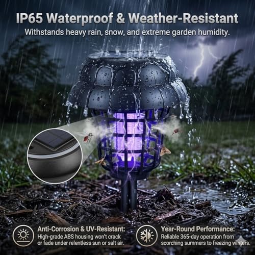 Solar Bug Zapper Outdoor Mosquito Trap for Moths,Gnats,Flies,Flying Insect