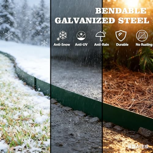 Anleolife 8-inch Green Steel Garden Edging - color: Green, style: 8 inch tall