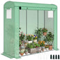 Outsunny Mini Greenhouse Portable Roll-Up Door 78.7" x 29.5" x 74" Green - color: Green