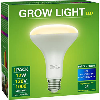 Briignite LED Grow Light Bulb, BR30 Grow Light Bulbs, Full Spectrum - size: 1 Count (Pack of 1)