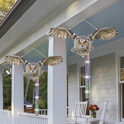 Fake Owl to Keep Pigeon Away, 4PCS Pigeon Scare Devices - color: Light Grey Owl 4pcs