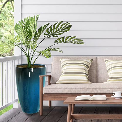 2PCS 21in Tall Planter for Outdoor Plants Large Flower Pots Blue - color: Blue