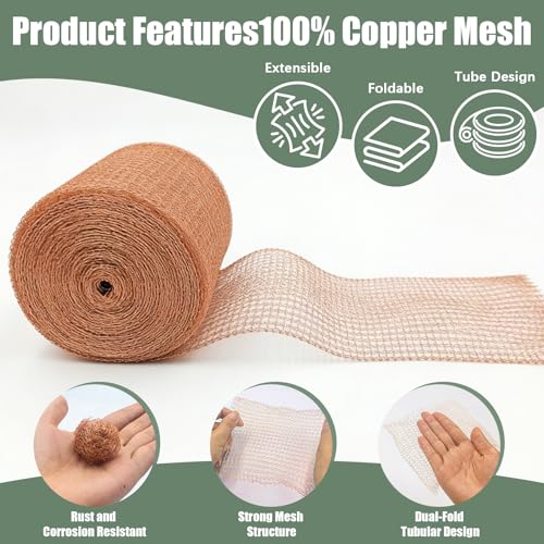5" X 100 Ft Copper Mesh Rodent Control, Premium Copper Wool