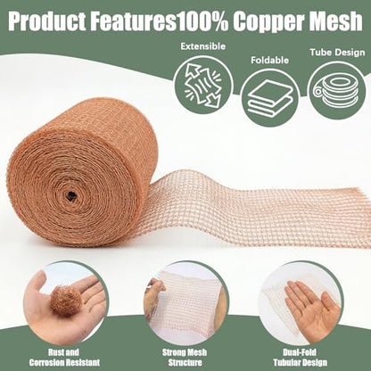 5" X 100 Ft Copper Mesh Rodent Control, Premium Copper Wool