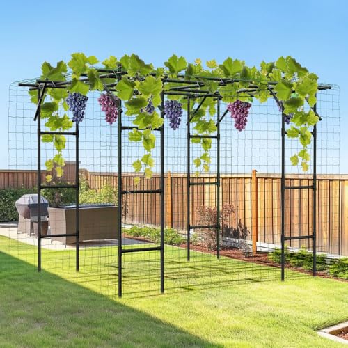 DoCred 87"H x 118"L Garden Arch Trellis, Metal Trellis for Climbing Plants - size: 87" H x 118" L x 79" W/Square