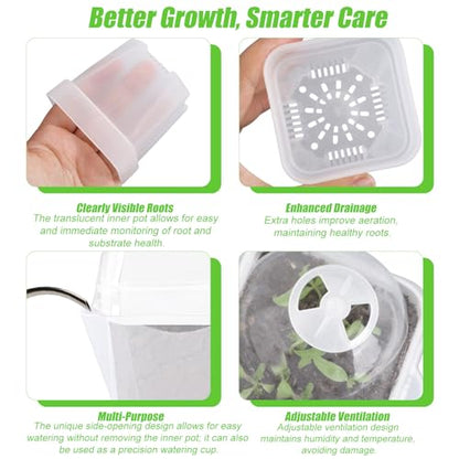 12 Sets 2.5" Mini Self Watering Pots with Humidity Dome & Plant Labels