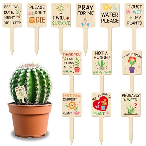 UPINS 24 Pcs Acrylic Plant Labels Funny Words Markers for Indoor Outdoor - style: Plant Markers