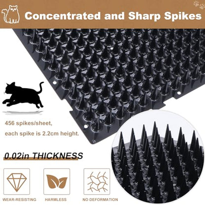 Black 10PCS Cat Scat Mat, Cat Deterrent Indoor Spikes to Keep Cats Off - color: Black