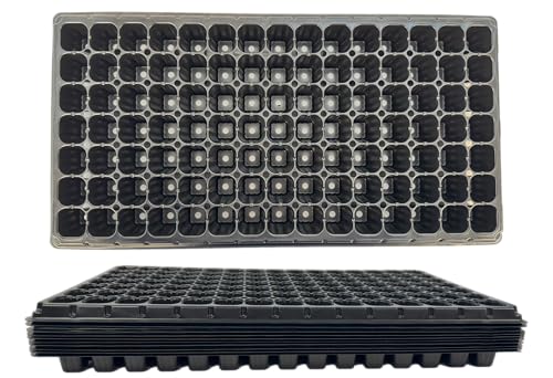 105 Cell Seedling Plastic Nursery Trays, 10 Pack, Thick Durable Germination Plug Trays, 1050 Cells Reusable Plant Propagation - size: 105 Cell, style: 1.0mm Wall Thickness
