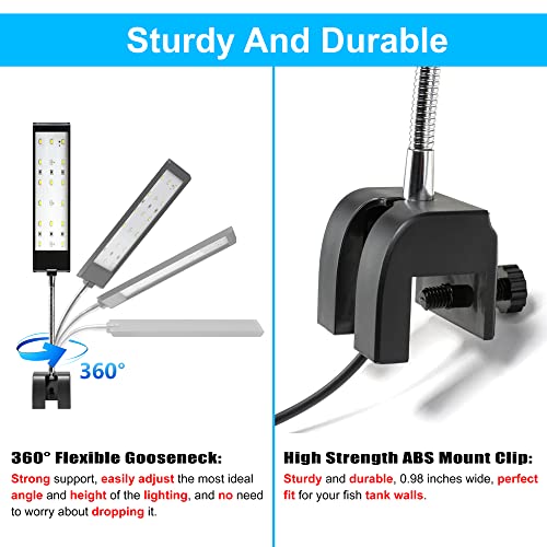 DaToo Aquarium Light Small LED Clip Light for Fish Tank 7W with Timer&Dimmer, 1 Yr Warranty - size: 7W (With Timer & Dimmer)