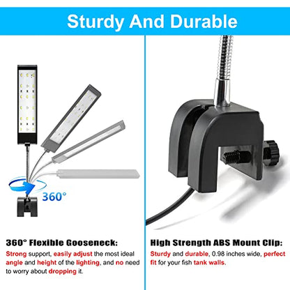 DaToo Aquarium Light Small LED Clip Light for Fish Tank 7W with Timer&Dimmer, 1 Yr Warranty - size: 7W (With Timer & Dimmer)