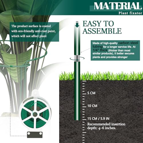 6-Pack 38.7” Plant Support Stakes, Steel Plant Cage & Peony Tomato Hydrangea Cage, Garden Stakes for Outdoor Plants, Heavy-Duty Plant Stakes, 16.7” Support + 22” Extension Tubes - size: 40in