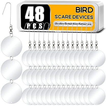 XPCARE Bird Scare Discs Set, 48 Pcs Reflective Double-Sided Bird Reflectors - size: 48 Packs