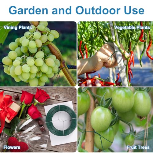Shintop 328Ft Garden Wire, Green Plant Twist Ties for Climbing Plants - color: Green