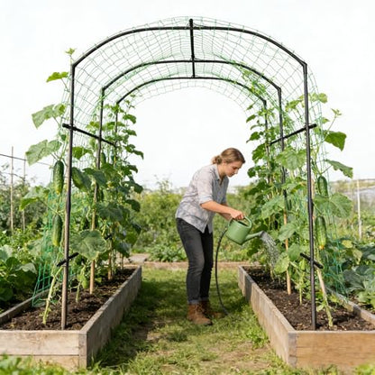 SUNYRISY Garden Arch Trellis for Climbing Plants Outdoor 87" x 71" x 75" - size: 87"H x 71"L x 75"W