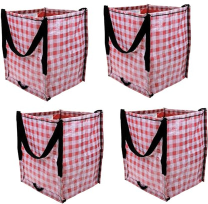 DURASACK Heavy Duty Storage Tote Bag 22-Gallon, Gingham Red, Pack of 4 - color: Gingham Red, size: Pack of 4