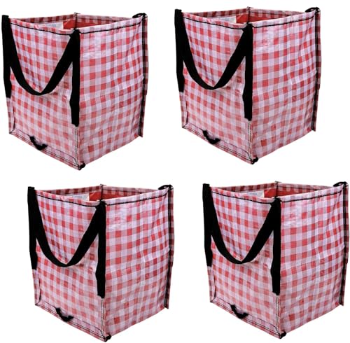 DURASACK Heavy Duty Storage Tote Bag 22-Gallon, Gingham Red, Pack of 4 - color: Gingham Red, size: Pack of 4