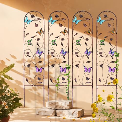 aboxoo 4-Pack Butterfly Metal Garden Trellis for Climbing Plants - color: Butterfly, size: 4pcs