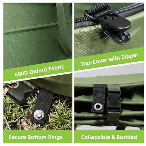 Collapsible Trash Can 13 Gallon, Pop Up Trash Can with Zipper Lid - size: 13 Gallons-With Lid