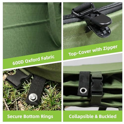 Collapsible Trash Can 13 Gallon, Pop Up Trash Can with Zipper Lid - size: 13 Gallons-With Lid