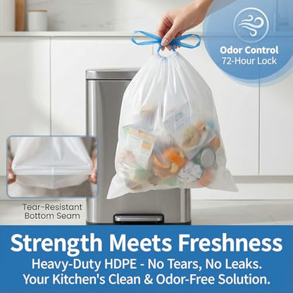Small Trash Bags 5 Gallon Drawstring,1.1 Mil,Unscented,120 Count - color: 5gal-120
