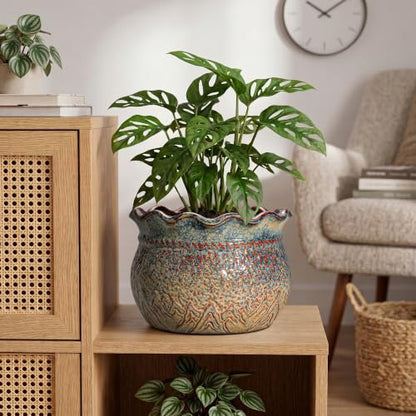 10 Inch Plant Pot, Ceramic Planter, Yellowish Brown - color: Yellowish Brown, size: 10 Inch