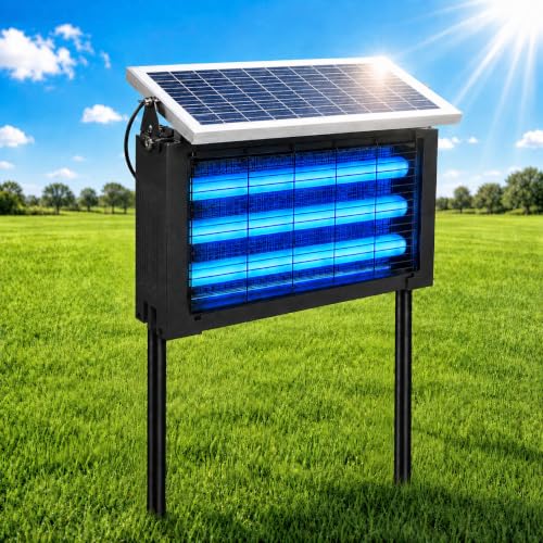 Solar Bug Zapper Outdoor, 13W Solar Powered Mosquito Zapper, Fly Insect Trap, IPX4 Waterproof Dusk-to-Dawn Auto On/Off, 3000 Sq.Ft Coverage for Patio Garden Backyard Camping RV