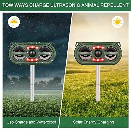 Solar Deer Repellent Devices with Motion Sensor, Ultrasonic Sound and LED