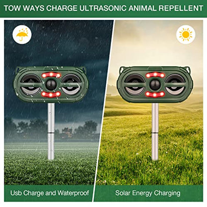 Solar Deer Repellent Devices with Motion Sensor, Ultrasonic Sound and LED