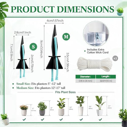 20 Pack Self Watering Spikes for Plants with Wick Rope,Small - size: Small