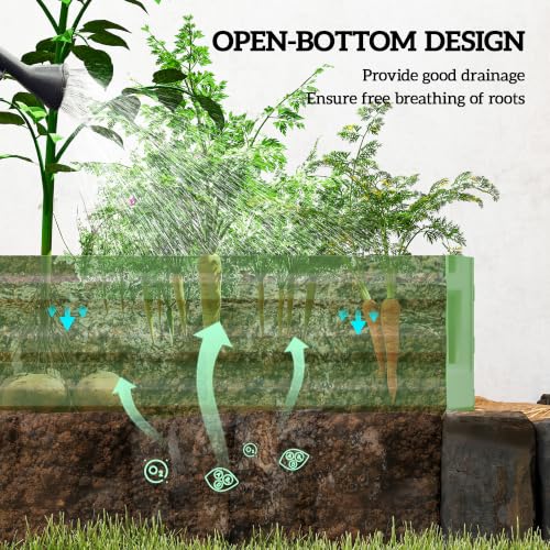Outsunny 8' x 3' x 1' Galvanized Raised Garden Bed, Light Green - color: Light Green