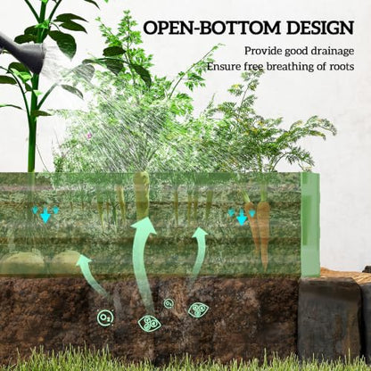 Outsunny 8' x 3' x 1' Galvanized Raised Garden Bed, Light Green - color: Light Green