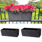 LaLaGreen Outdoor Rail Planter for Balcony (20 Inch, 2 Pack) Large Black Self Watering Deck Railings Planters with Brackets, Rectangular Plastic Fence Flower Box Designer Choice with Rattan Pattern - color: Black X 2