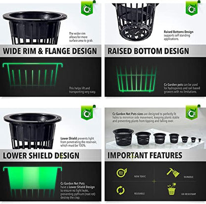 100 Pack - 1 inch Net Pots Cz All Star Round Heavy Duty Net Cups Wide Lip Design - Hydroponics Slotted Mesh