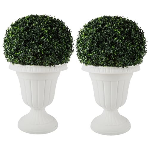 Pure Garden Outdoor Planter Flower Pots, White, 16x18-Inch, 2-Pack - color: White