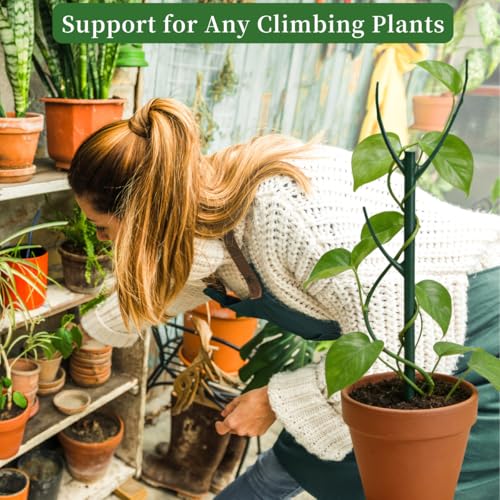 4 Pack Stackable Monstera Plant Support Stakes, 29inch Climbing Plant Sticks Structures with Garden Ties, Durable Alternative to Moss Pole for Indoor Outdoor Plants - size: 4 Pack