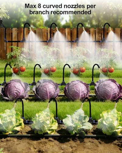 Upgraded 5/16" Drip Irrigation Kit (100FT), High-Flow Garden Watering System with 16 Bendable 360° Brass Misting Nozzles, Quick-Push Connectors & Leak-Proof Design for Patio, Greenhouse & Flower Beds - size: 100FT