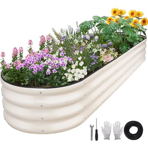 Galvanized Raised Garden Bed Outdoor, 8x2x1ft, Pearl White - color: Pearl White, size: 8×2×1ft (1 Pack)