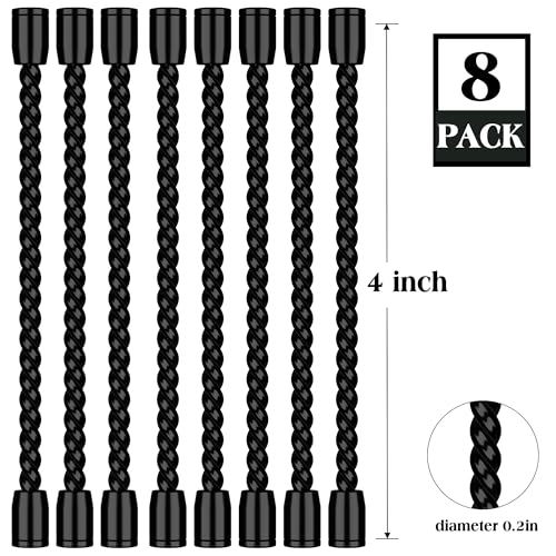 8PCS 4 Inch Silicone Cable Ties, Reusable Bendable Rubber Twist Ties - color: Black, size: 4in(8pcs)
