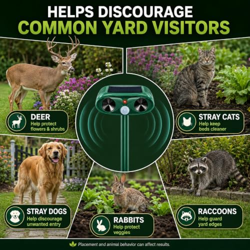 2026 Upgraded 4-Pack Solar Ultrasonic Animal Repellent Outdoor for Yard
