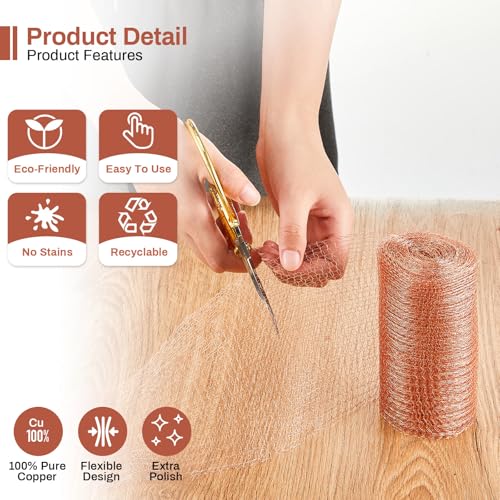 Gisafai 8'' X 150 ft Copper Mesh Roll for Rodent Control, 1 Roll - size: 8" X 150 ft