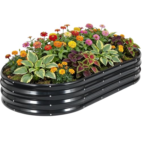 Galvanized Raised Garden Bed Outdoor,6x3x1ft Oval Planter Box,Grey - color: Gray, size: 6x3x1ft (1pcs)