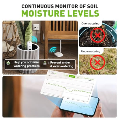 RainPoint 3-in-1 APP Remote Monitoring WiFi Soil Meter Indoor/Outdoor - size: Sensor + Hub