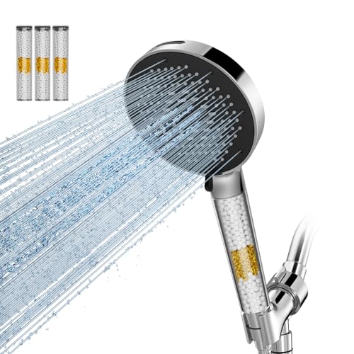 SR SUN RISE High Pressure Filtered Handheld Shower Head 9 Spray（4 filters） - color: Chrome, style: 2.5 Gallon Per Minute+4 Filters