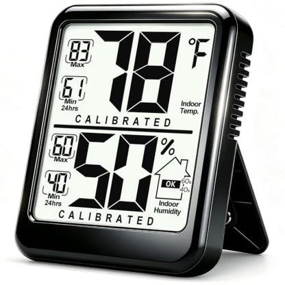 Antonki Room Thermometer Indoor Hygrometer, Temperature and Humidity Meter - color: Black