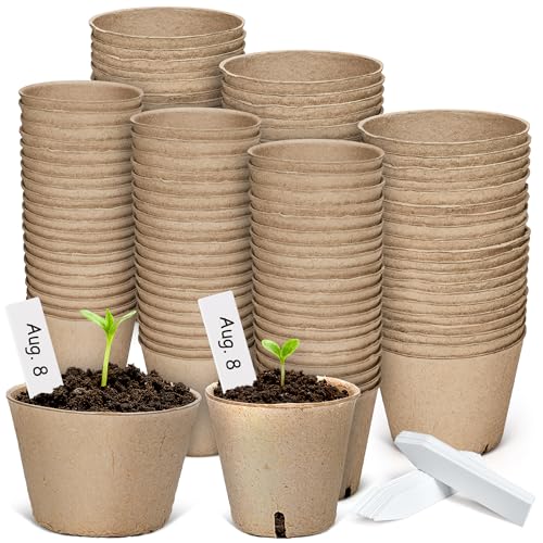 homenote 120 Peat Pots, 60 Each in 3.15 and 4 Inch, with 20 Plant Labels - size: 3.15+4 Inch