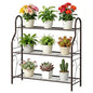 SORCEDAS 3 Tier Metal Plant Stand Indoor Outdoor Corner Flower Shelf - size: 3 Tier-Bronze