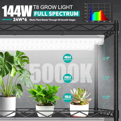JESLED 2FT Grow Lights, 5000K Full Spectrum Sunlight White, V-Shaped Beam - size: 2FT-6P