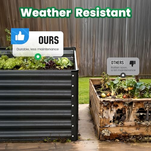 Quictent Galvanized Tall Raised Garden Bed 6x3x2 Ft - color: Dark Grey, size: 6x3x2 ft