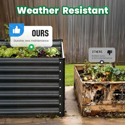 Quictent Galvanized Tall Raised Garden Bed 6x3x2 Ft - color: Dark Grey, size: 6x3x2 ft